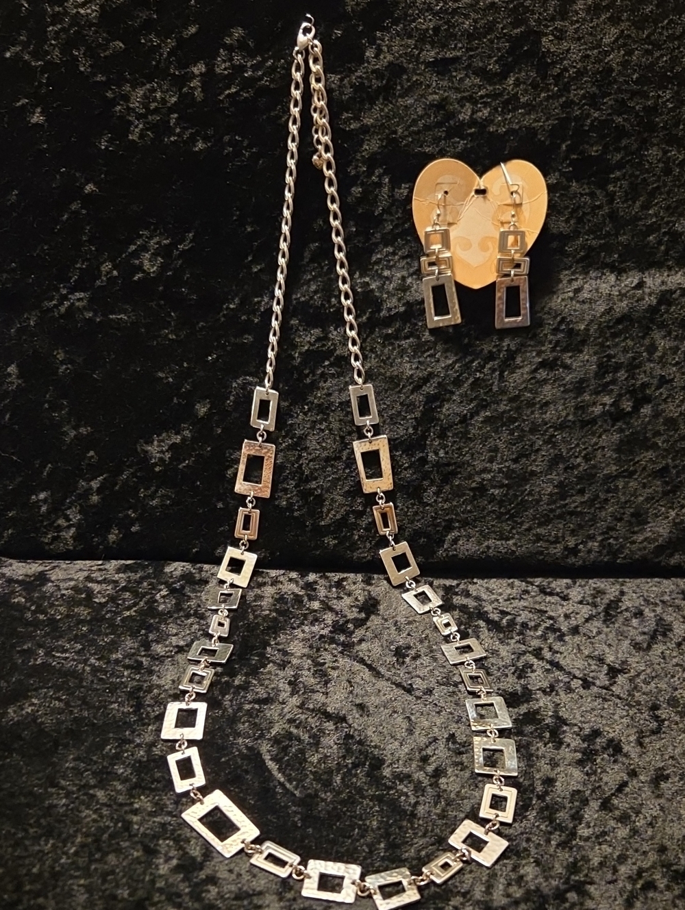 BRIGHTON PIAZZA COLLECTION Silver Geometric Link Necklace and Earrings Set
